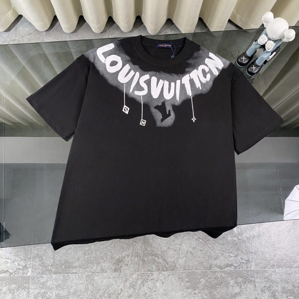 Luxury Louis Vuitton Short-Sleeved Shirt Black Cotton Classic Luxury