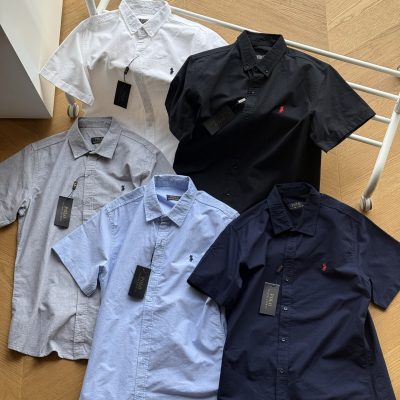Best Selling Ralph Lauren Short Sleeve Shirt Black Cotton Casual Luxury