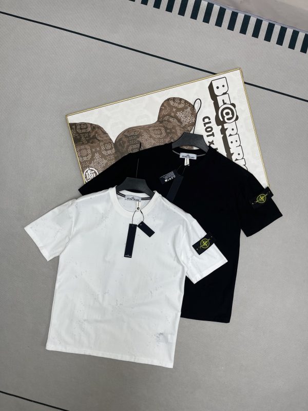Best Selling Stone Island Short Sleeves Black Embroidery Luxury