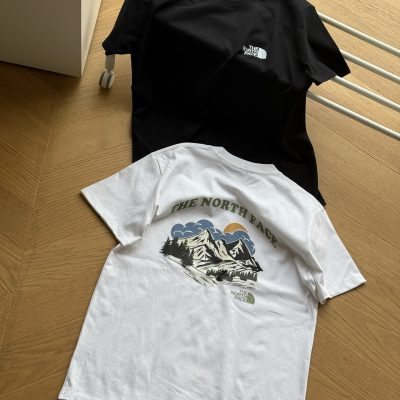 Premium Quality The North Face Short Sleeves Black Cotton Print Collection