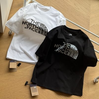 Premium The North Face Short Sleeves Black Cotton Logo Style