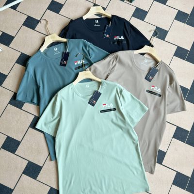 Premium Fila Short Sleeves Black Silk Breathable Style
