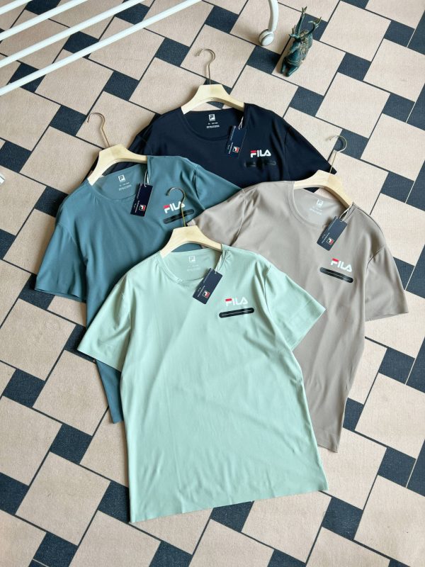 Premium Fila Short Sleeves Black Silk Breathable Style