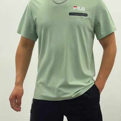 Best Selling Fila Short Sleeves Black Silk Breathable Collection