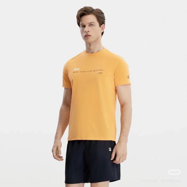 Premium Quality Fila Short Sleeves Black Cotton Classic Luxury