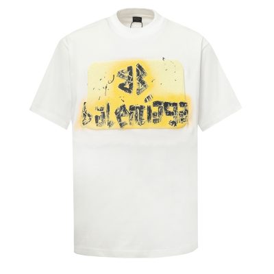 Luxury Balenciaga Short Sleeves Yellow Cotton Classic Luxury
