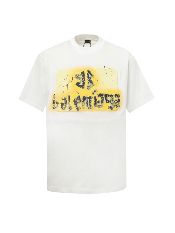 Luxury Balenciaga Short Sleeves Yellow Cotton Classic Luxury
