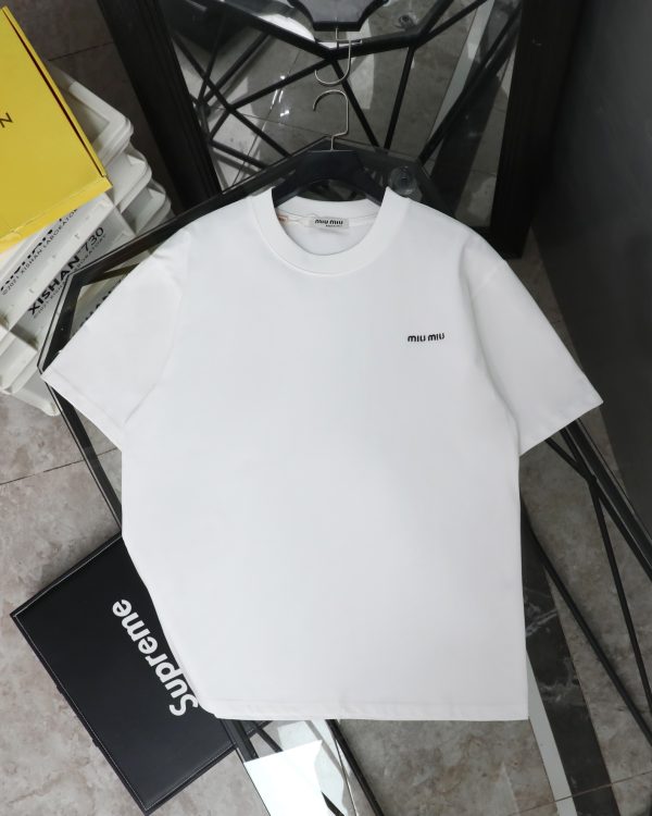 High Quality Miu Miu Short Sleeves Black Cotton Embroidered Collection