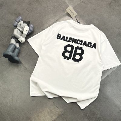 Premium Balenciaga Short Sleeves Black Cotton Embroidery Style