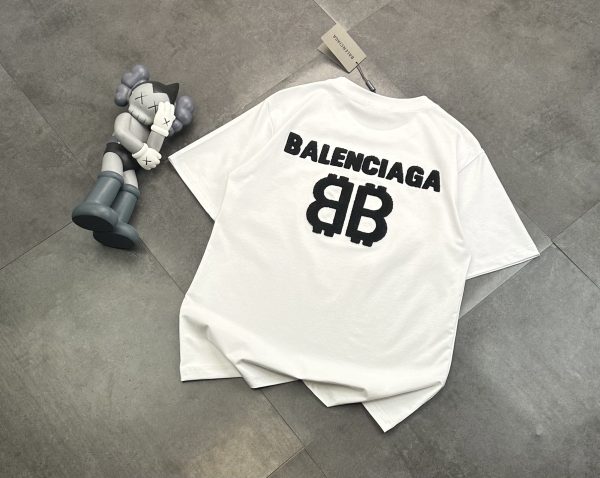 Premium Balenciaga Short Sleeves Black Cotton Embroidery Style