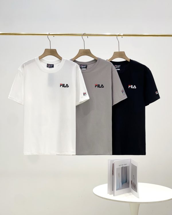 Best Selling Fila Short Sleeves Black Cotton Casual Luxury