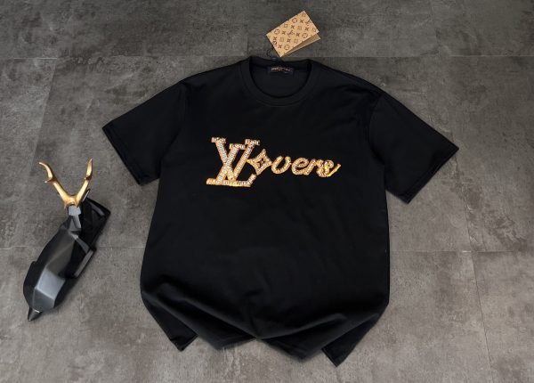 Best Selling Louis Vuitton Short-Sleeved Shirt Black Cotton Breathable Luxury