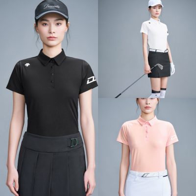 Luxury Descente Short-Sleeved T-Shirts Black Patchwork Luxury