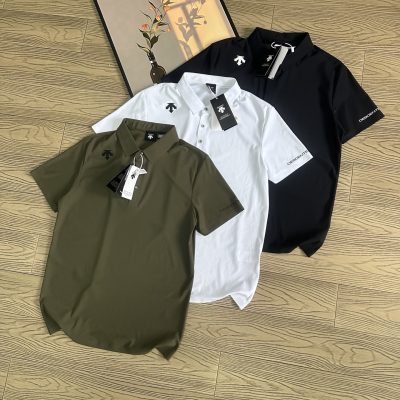 Best Selling Descente Short-Sleeved Shirts Black Silk Breathable Style