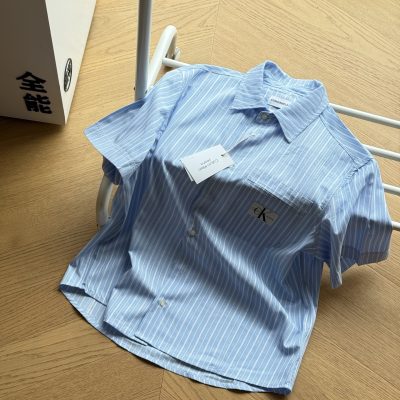 Premium Quality Calvin Klein Short Sleeves Blue Cotton Retro Luxury