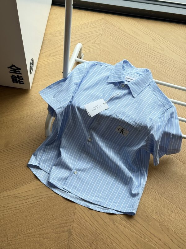 Premium Quality Calvin Klein Short Sleeves Blue Cotton Retro Luxury