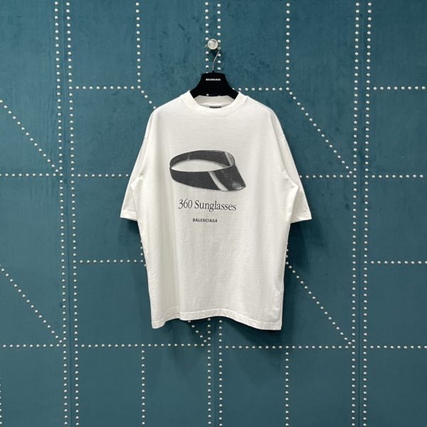 Premium Quality Balenciaga Short-Sleeved T-Shirt White Cotton Print Luxury