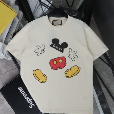 Premium Gucci Short Sleeves Beige Print Style