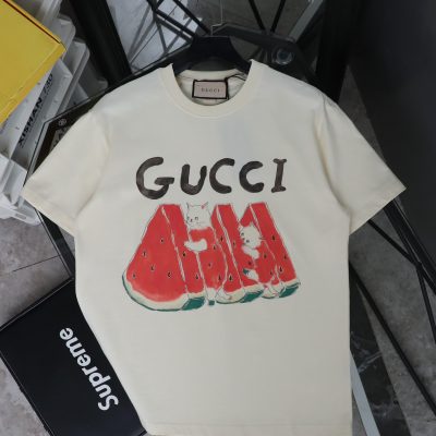 Luxury Gucci Short Sleeves Beige Print Collection