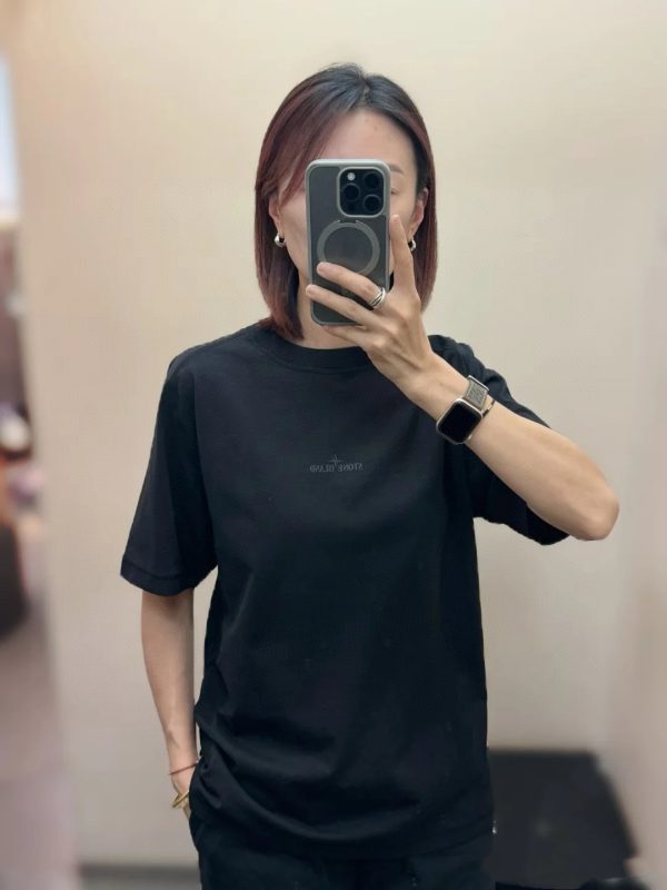Premium Quality Stone Island Short Sleeves Black Logo Collection