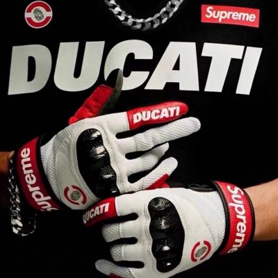 Best Selling Supreme Short Sleeves Black Leather Logo Style