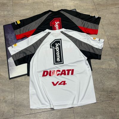 Best Selling Supreme Short Sleeves Black Leather Logo Collection
