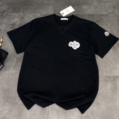 Best Selling Moncler Short Sleeves Black Cotton Breathable Style
