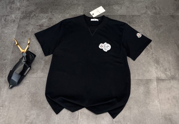 Best Selling Moncler Short Sleeves Black Cotton Breathable Style