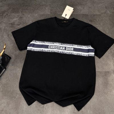 Premium Quality Dior Short Sleeves Black Cotton Breathable Style