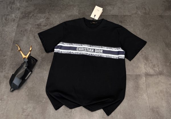 Premium Quality Dior Short Sleeves Black Cotton Breathable Style