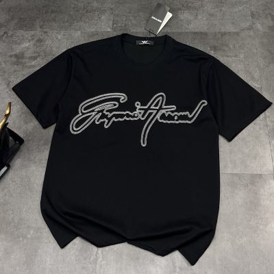 High Quality Armani Short Sleeves Black Cotton Classic Style