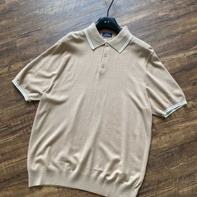 High Quality Ralph Lauren Short-Sleeved White Knit Striped Collection