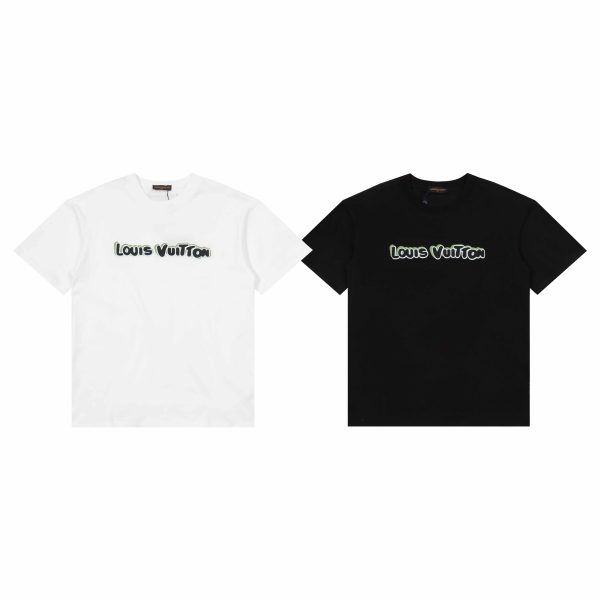 Premium Quality Louis Vuitton Short Sleeves White Cotton Logo Style