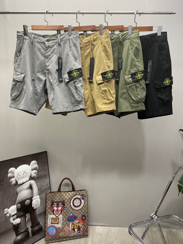 Luxury Stone Island Shorts Khaki Cotton Collection