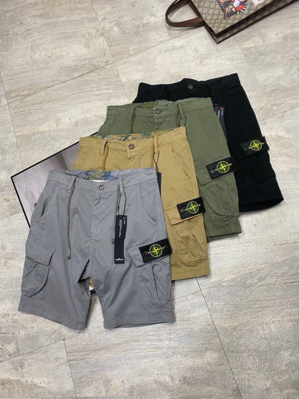 Best Selling Stone Island Shorts Khaki Cotton Breathable Style