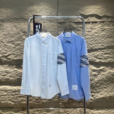 High Quality Thom Browne Shirt White Cotton Plaid Collection