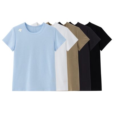 Best Selling Descente Short Sleeves Blue Cotton Elegant Style