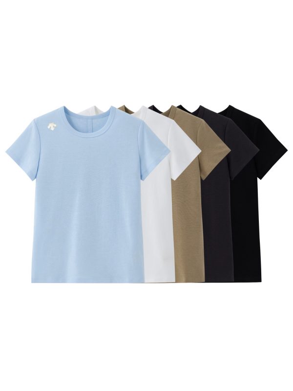 Best Selling Descente Short Sleeves Blue Cotton Elegant Style