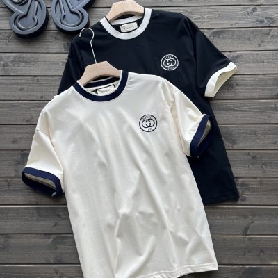 High Quality Gucci Short Sleeves Black Cotton Logo Luxury