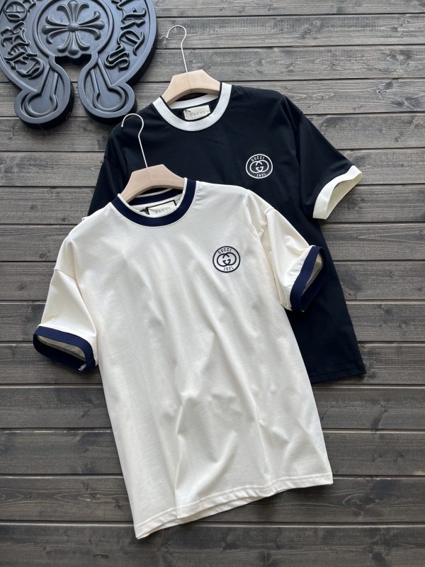 High Quality Gucci Short Sleeves Black Cotton Logo Luxury