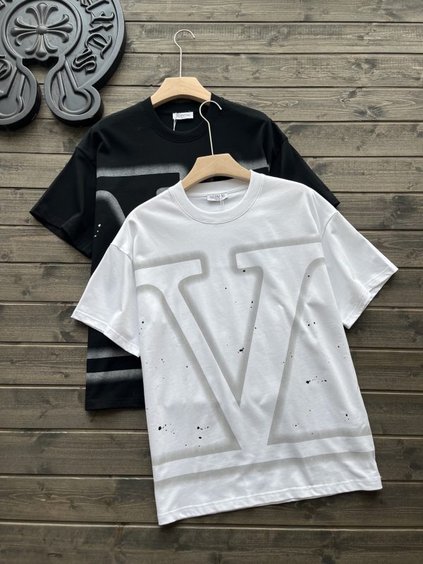 Premium Quality Valentino Short Sleeves Black Cotton Logo Luxury