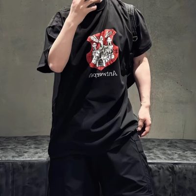Luxury Balenciaga Short-Sleeved Shirt Black Washed Style