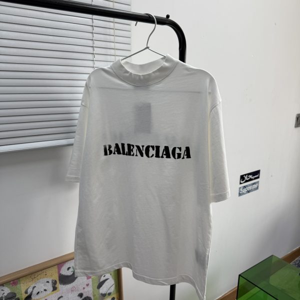 High Quality Balenciaga Short Sleeves White Cotton Casual Style