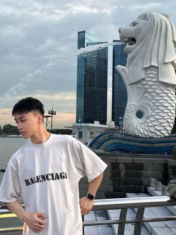 High Quality Balenciaga Short Sleeves White Cotton Casual Style