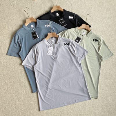 Premium Helly Hansen Short-Sleeved Shirts Gray Silk Casual Style