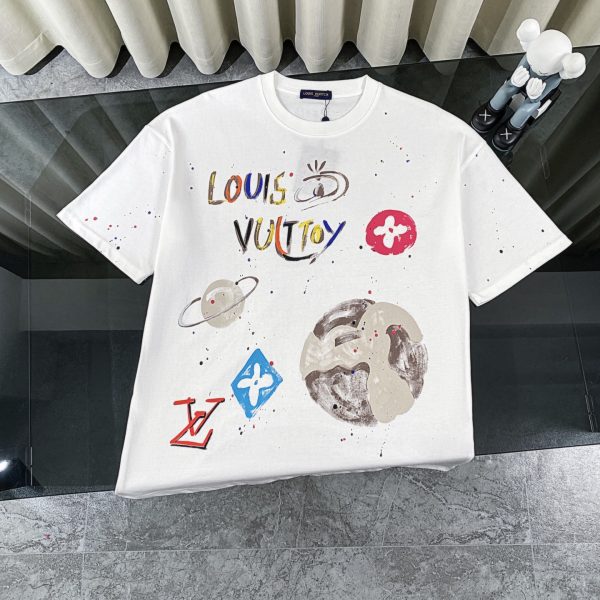 High Quality Louis Vuitton Short-Sleeved Shirt Black Cotton Print Luxury