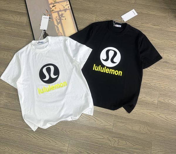 Premium Quality Lululemon Short Sleeves Black Cotton Print Style