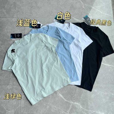 High Quality Descente Short Sleeves Black Knit Breathable Collection