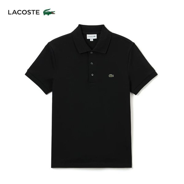 Luxury Lacoste Short-Sleeved Shirts Black Cotton Casual Style