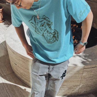 High Quality Louis Vuitton Short Sleeves Blue Knit Logo Luxury